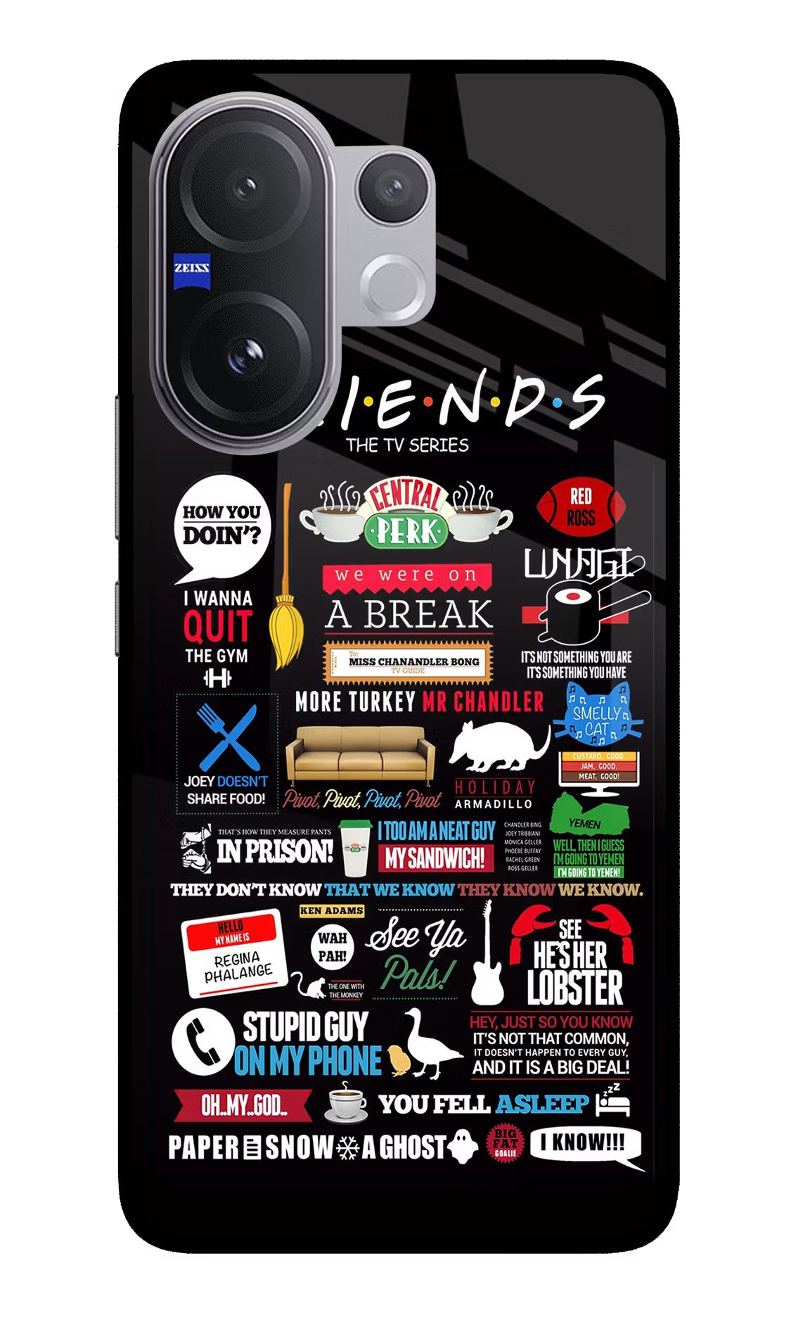 FRIENDS Vivo V60 5G Back Cover - FRIENDS Vivo V60 5G Glass Case Back Cover by Casekaro FRIENDS Vivo V60 5G Glass Case Back Cover by Casekaro