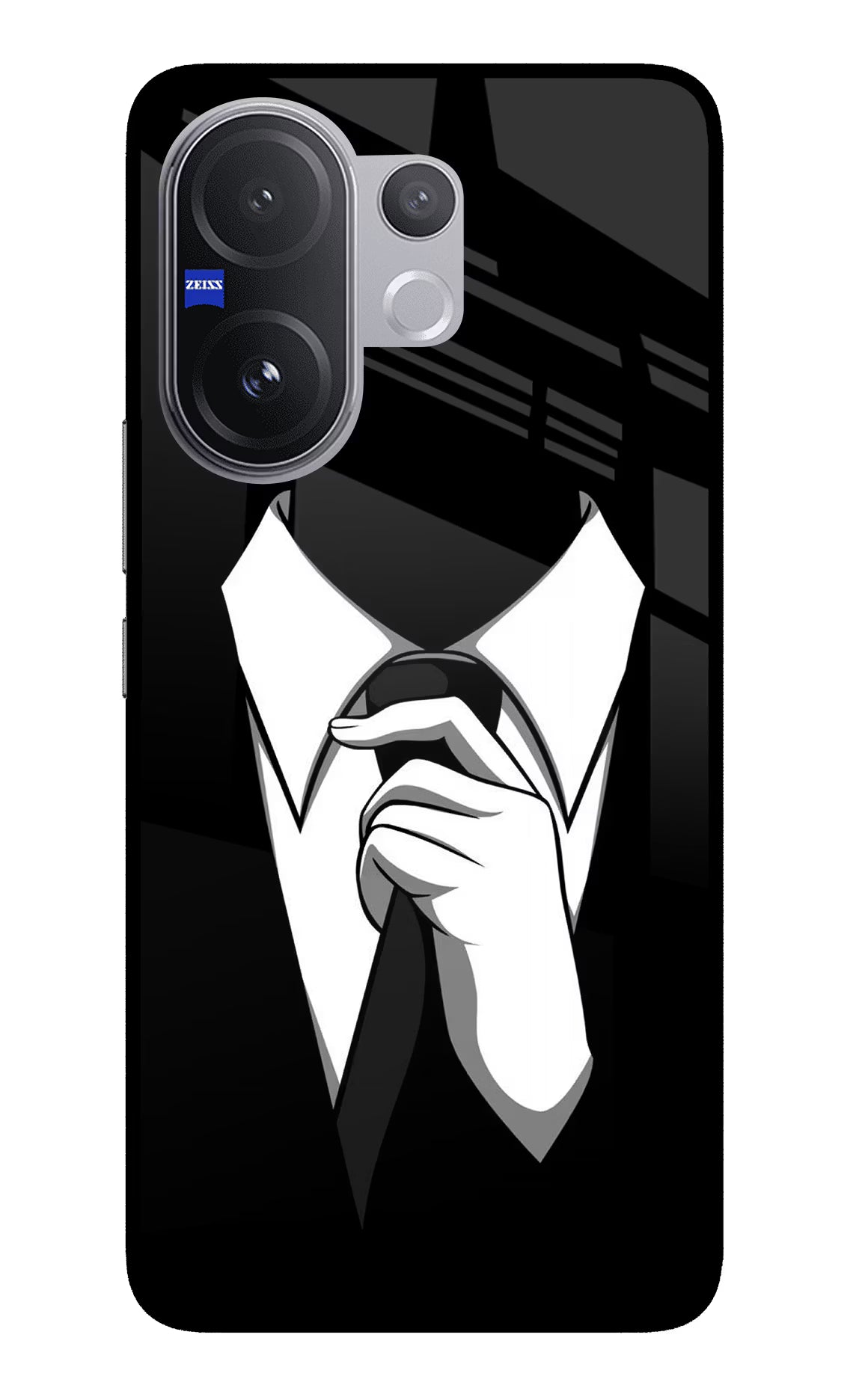 Black Tie Vivo V60 5G Back Cover - Black Tie Vivo V60 5G Glass Case Back Cover by Casekaro Black Tie Vivo V60 5G Glass Case Back Cover by Casekaro