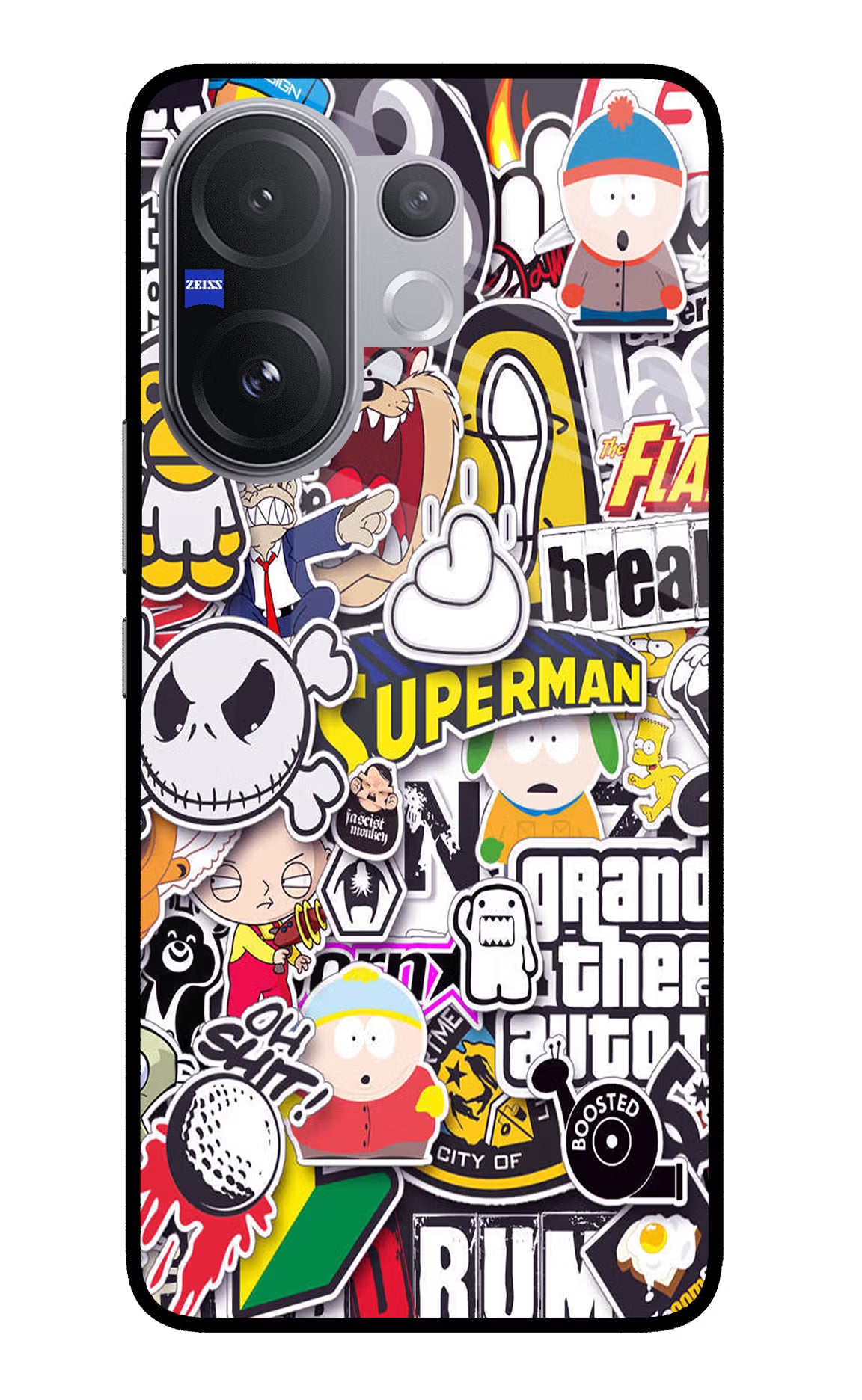 Sticker Bomb Vivo V60 5G Glass Case - Sticker Bomb Vivo V60 5G Glass Case Sticker Bomb Vivo V60 5G Glass Case