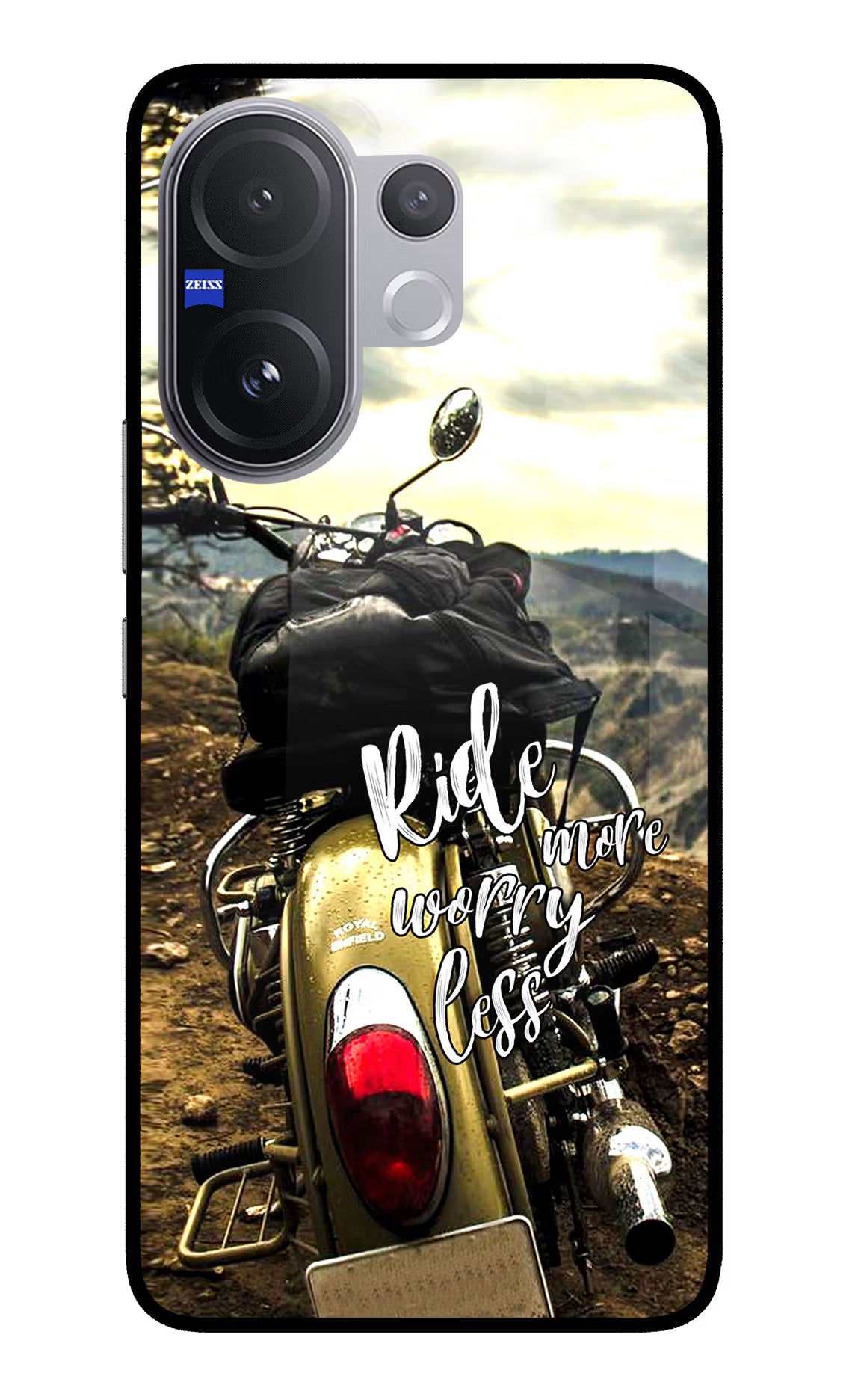 Ride More Worry Less Vivo V60 5G Back Cover - Ride More Worry Less Vivo V60 5G Glass Case Back Cover by Casekaro Ride More Worry Less Vivo V60 5G Glass Case Back Cover by Casekaro