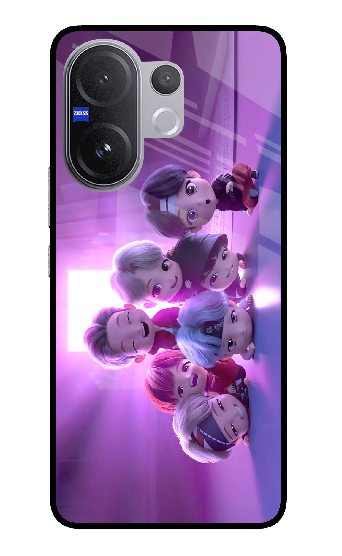 BTS Chibi Vivo V60 5G Back Cover - BTS Chibi Vivo V60 5G Glass Case Back Cover by Casekaro BTS Chibi Vivo V60 5G Glass Case Back Cover by Casekaro