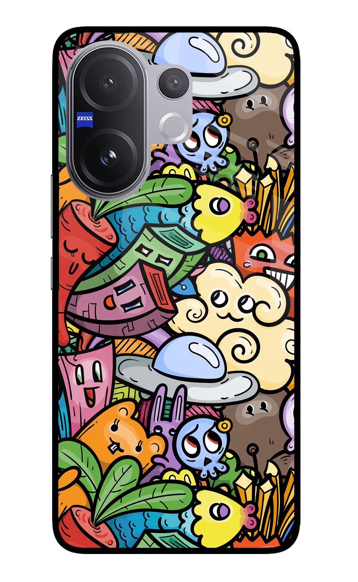Veggie Doodle Vivo V60 5G Back Cover - Veggie Doodle Vivo V60 5G Glass Case Back Cover by Casekaro Veggie Doodle Vivo V60 5G Glass Case Back Cover by Casekaro
