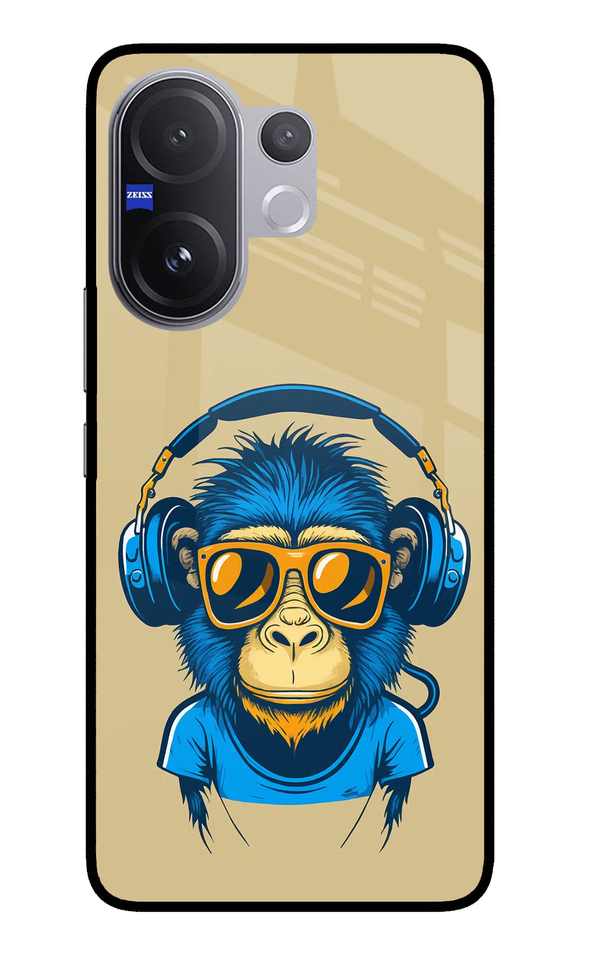 Monkey Headphone Vivo V60 5G Back Cover - Monkey Headphone Vivo V60 5G Glass Case Back Cover by Casekaro Monkey Headphone Vivo V60 5G Glass Case Back Cover by Casekaro