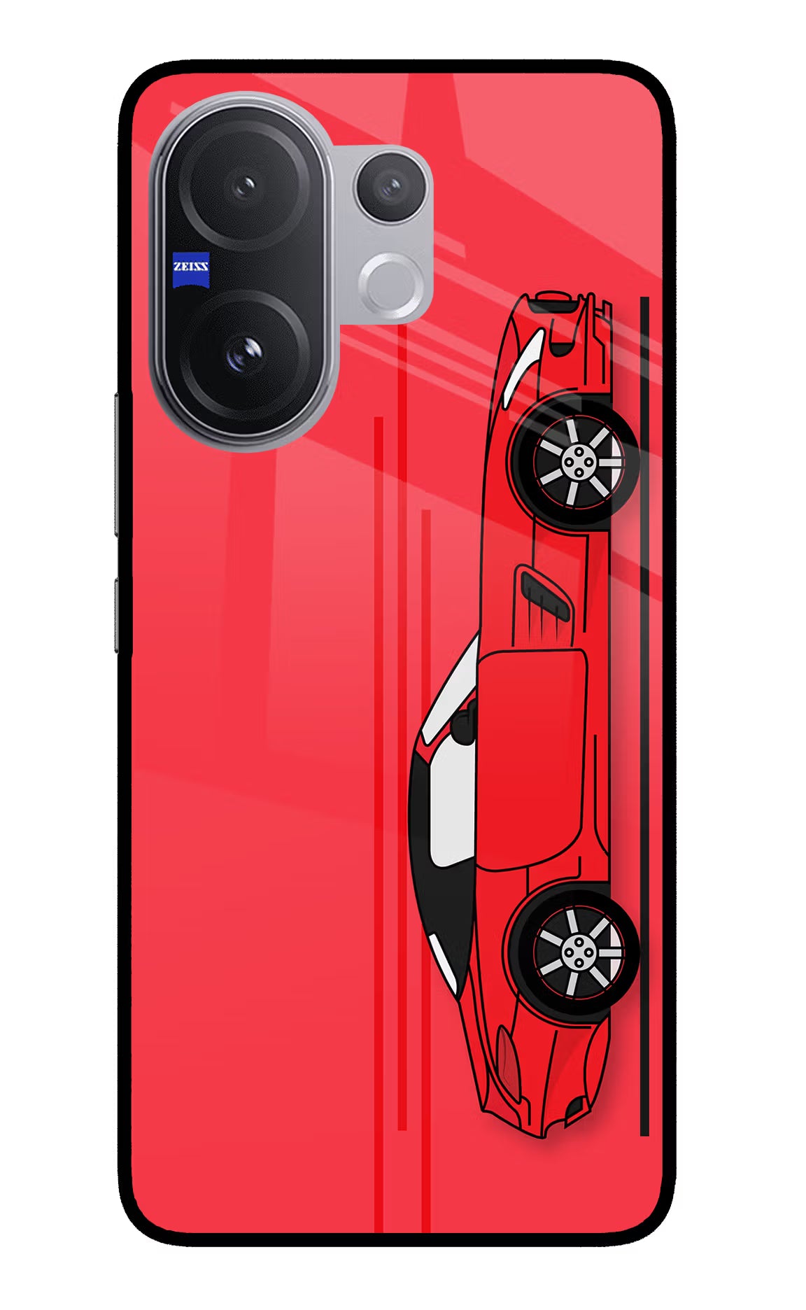 Red Velocity Vivo V60 5G Back Cover - Red Velocity Vivo V60 5G Glass Case Back Cover by Casekaro Red Velocity Vivo V60 5G Glass Case Back Cover by Casekaro
