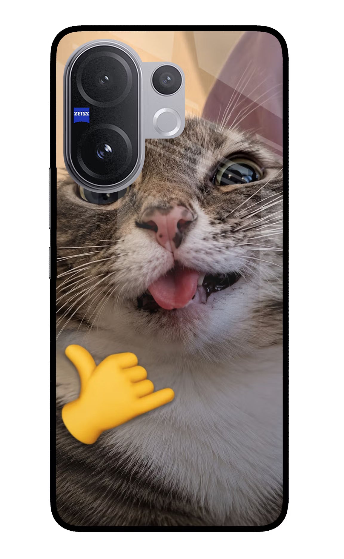 Silly Cat Call Vivo V60 5G Back Cover - Silly Cat Call Vivo V60 5G Glass Case Back Cover by Casekaro Silly Cat Call Vivo V60 5G Glass Case Back Cover by Casekaro