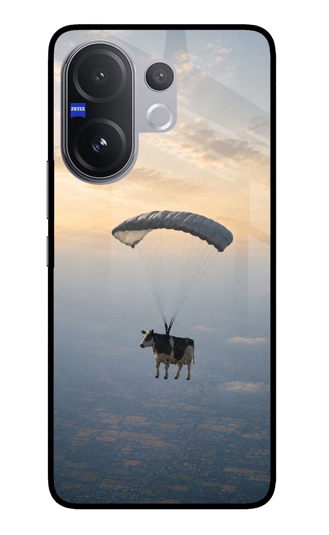 Skydiving Cow Vivo V60 5G Glass Case - Skydiving Cow Vivo V60 5G Glass Case Skydiving Cow Vivo V60 5G Glass Case