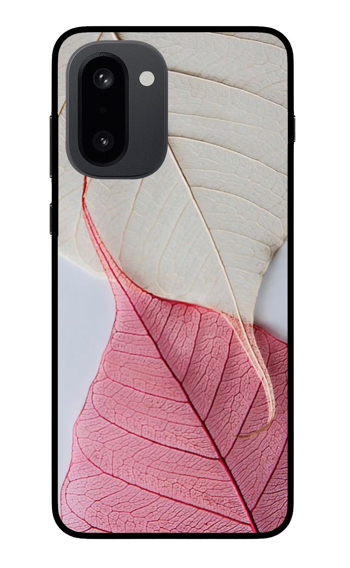 White Pink Leaf OnePlus 15R Back Cover - White Pink Leaf OnePlus 15R Glass Case Back Cover by Casekaro White Pink Leaf OnePlus 15R Glass Case Back Cover by Casekaro