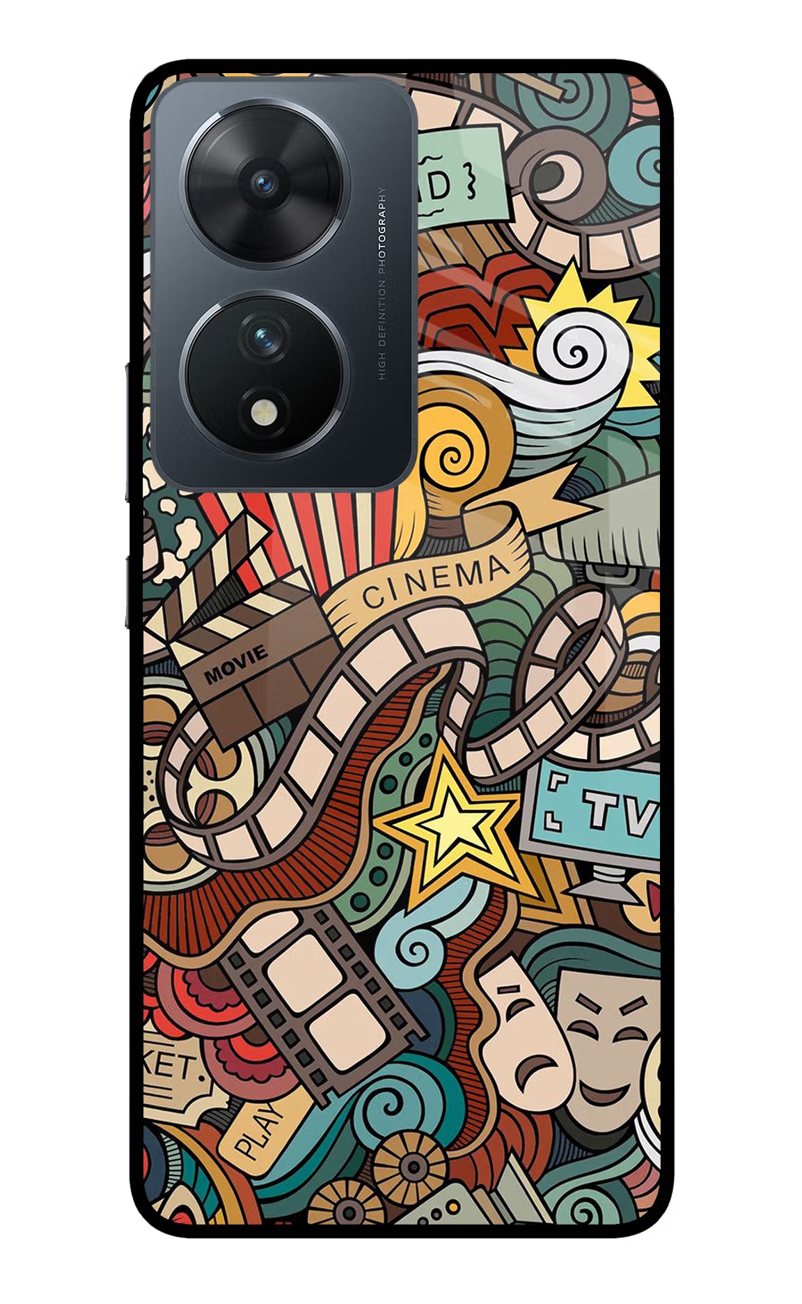 Cinema Abstract Vivo T2 5G Back Cover - Cinema Abstract Vivo T2 5G Glass Case Back Cover by Casekaro Cinema Abstract Vivo T2 5G Glass Case Back Cover by Casekaro