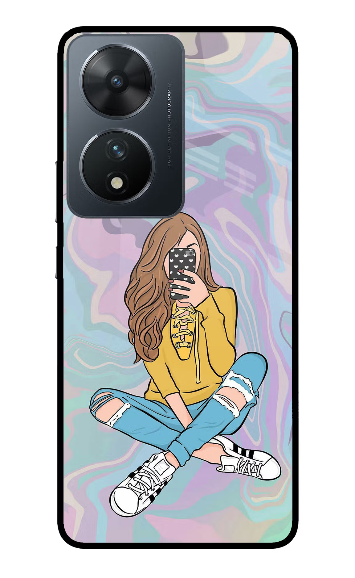 Selfie Girl Vivo T2 5G Glass Case - Selfie Girl Vivo T2 5G Glass Case Selfie Girl Vivo T2 5G Glass Case