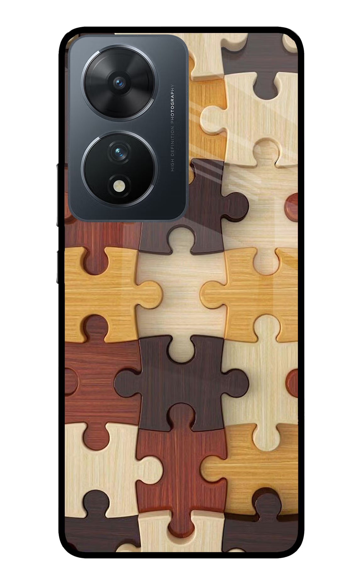 Wooden Puzzle Vivo T2 5G Back Cover - Wooden Puzzle Vivo T2 5G Glass Case Back Cover by Casekaro Wooden Puzzle Vivo T2 5G Glass Case Back Cover by Casekaro