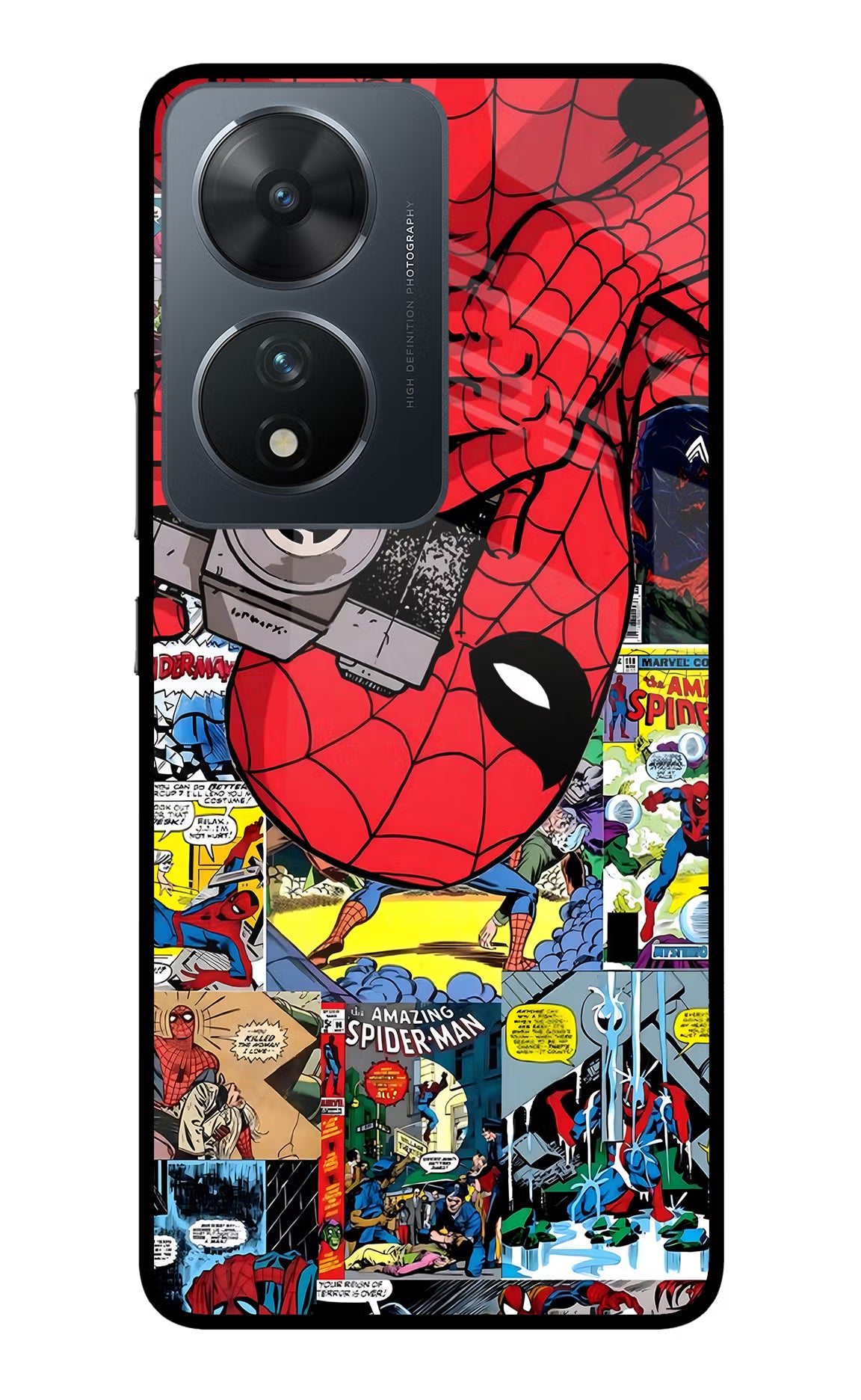 Spider Man Vivo T2 5G Back Cover - Spider Man Vivo T2 5G Glass Case Back Cover by Casekaro Spider Man Vivo T2 5G Glass Case Back Cover by Casekaro