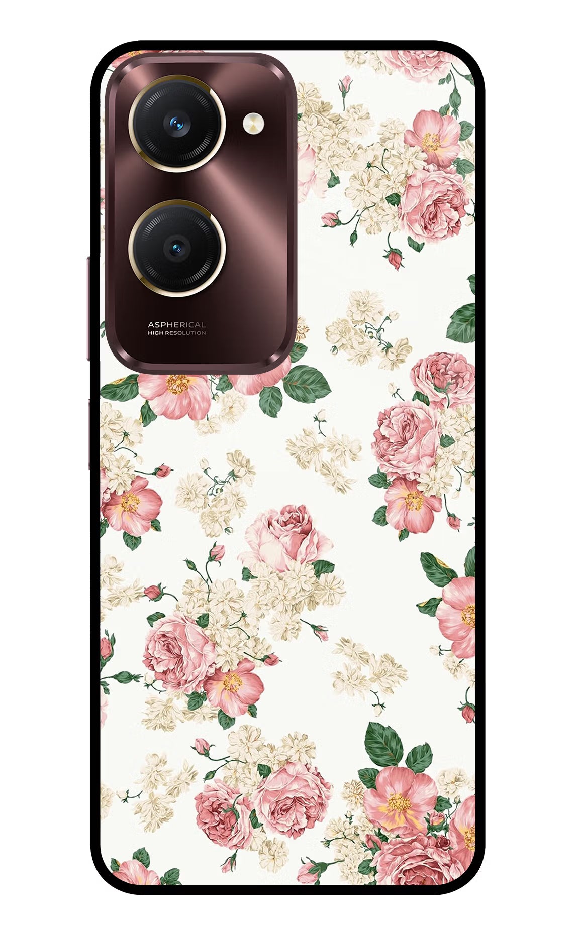 Flowers Vivo Y28s 5G Glass Case - Flowers Vivo Y28s 5G Glass Case Flowers Vivo Y28s 5G Glass Case