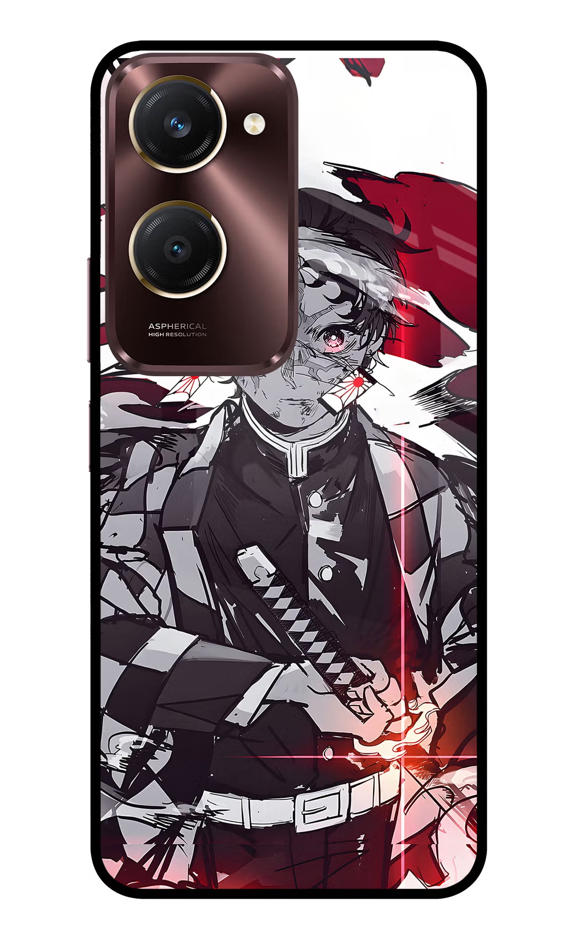 Demon Slayer Vivo Y28s 5G Glass Case - Demon Slayer Vivo Y28s 5G Glass Case Demon Slayer Vivo Y28s 5G Glass Case