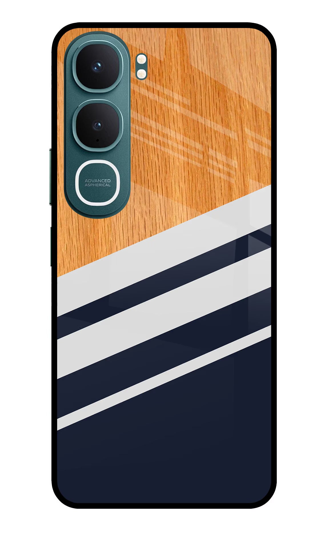 Blue and white wooden Vivo Y31 5G Back Cover - Blue and white wooden Vivo Y31 5G Glass Case Back Cover by Casekaro Blue and white wooden Vivo Y31 5G Glass Case Back Cover by Casekaro