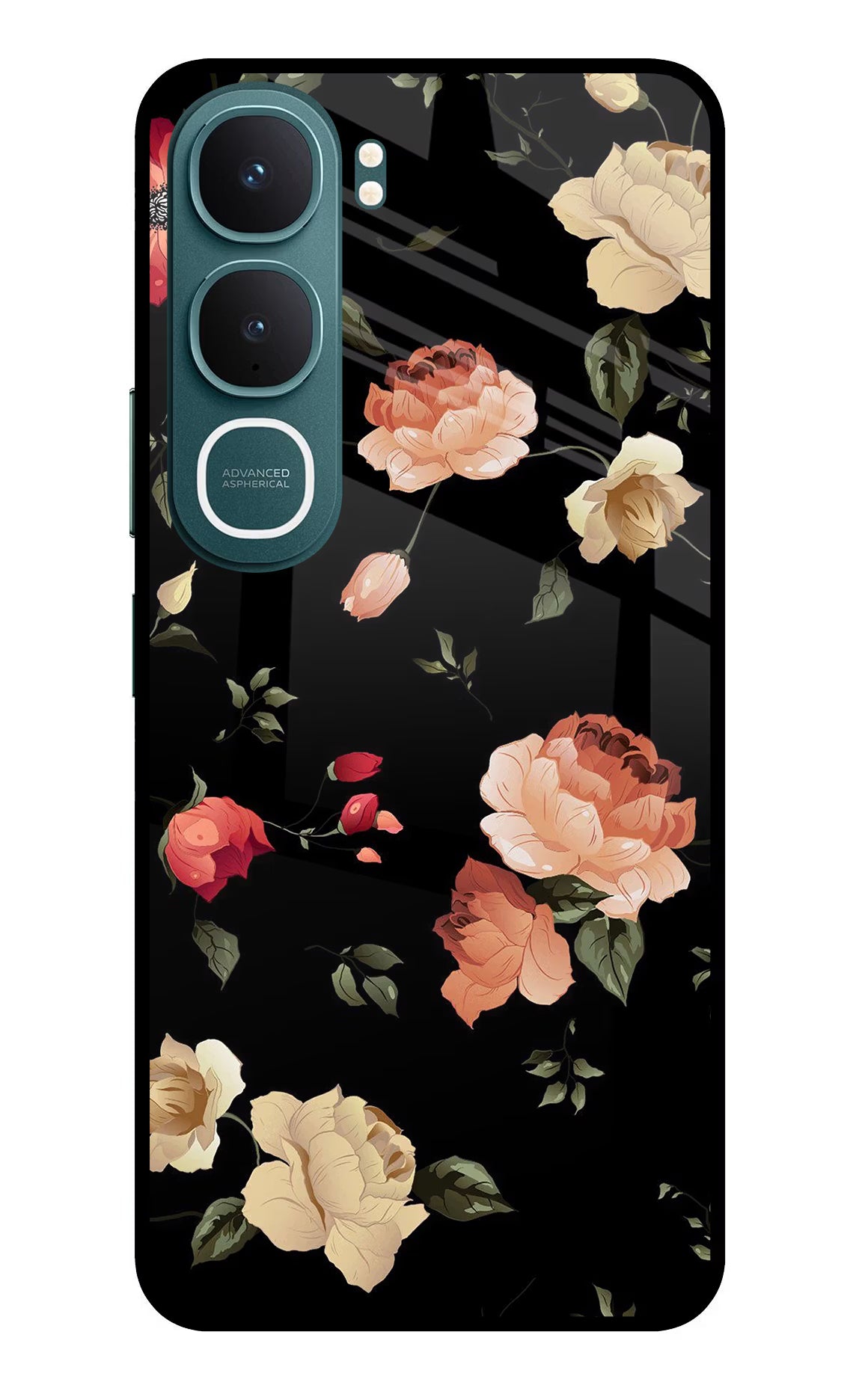Flowers Vivo Y31 5G Back Cover - Flowers Vivo Y31 5G Glass Case Back Cover by Casekaro Flowers Vivo Y31 5G Glass Case Back Cover by Casekaro