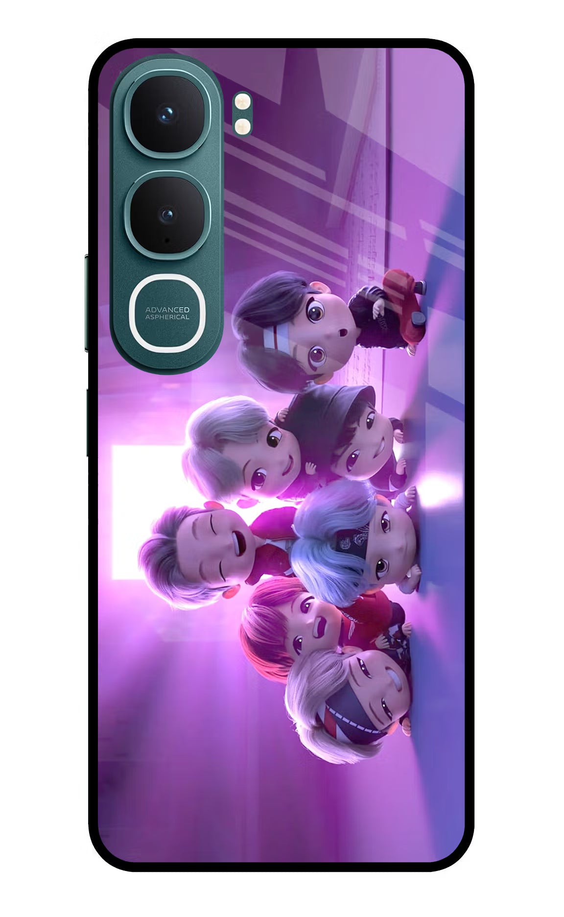 BTS Chibi Vivo Y31 5G Glass Case - BTS Chibi Vivo Y31 5G Glass Case BTS Chibi Vivo Y31 5G Glass Case