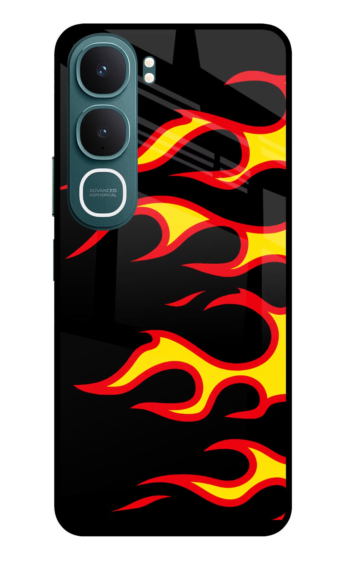 Side Sweep Flames Vivo Y31 5G Glass Case - Side Sweep Flames Vivo Y31 5G Glass Case Side Sweep Flames Vivo Y31 5G Glass Case