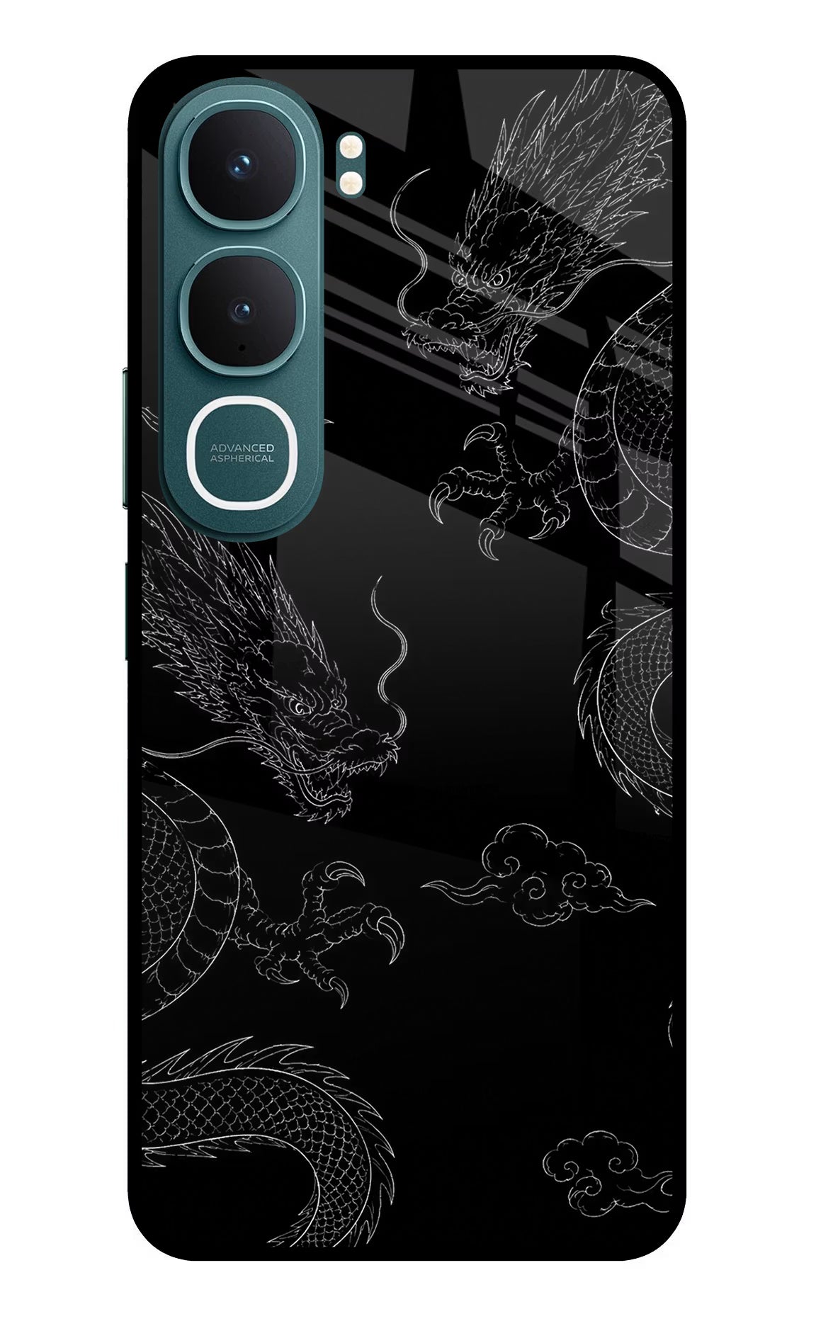 Twin Dragons Vivo Y31 5G Back Cover - Twin Dragons Vivo Y31 5G Glass Case Back Cover by Casekaro Twin Dragons Vivo Y31 5G Glass Case Back Cover by Casekaro
