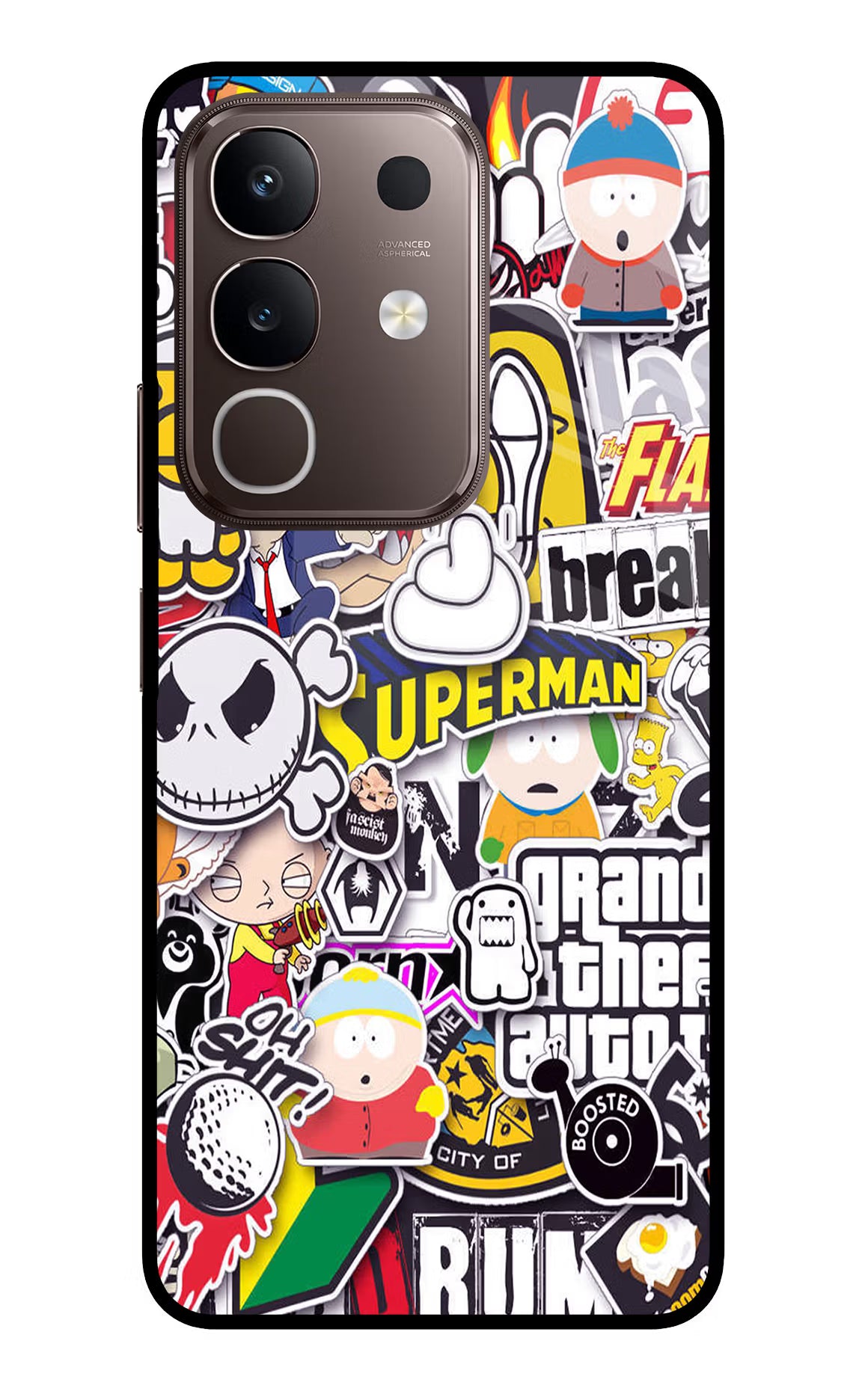 Sticker Bomb Vivo Y31 Pro 5G Glass Case - Sticker Bomb Vivo Y31 Pro 5G Glass Case Sticker Bomb Vivo Y31 Pro 5G Glass Case