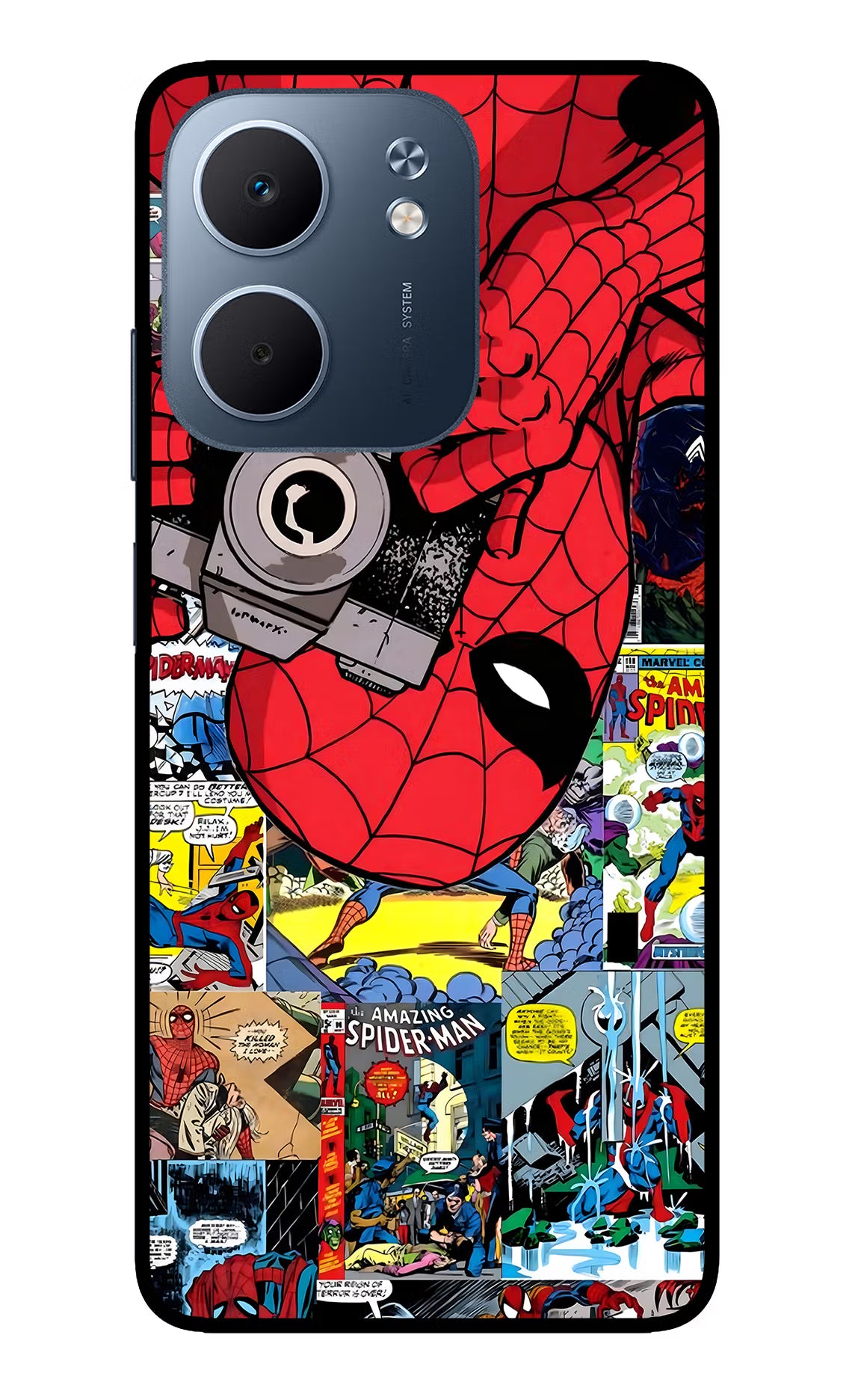 Spider Man Oppo A5x 5G Back Cover - Spider Man Oppo A5x 5G Glass Case Back Cover by Casekaro Spider Man Oppo A5x 5G Glass Case Back Cover by Casekaro
