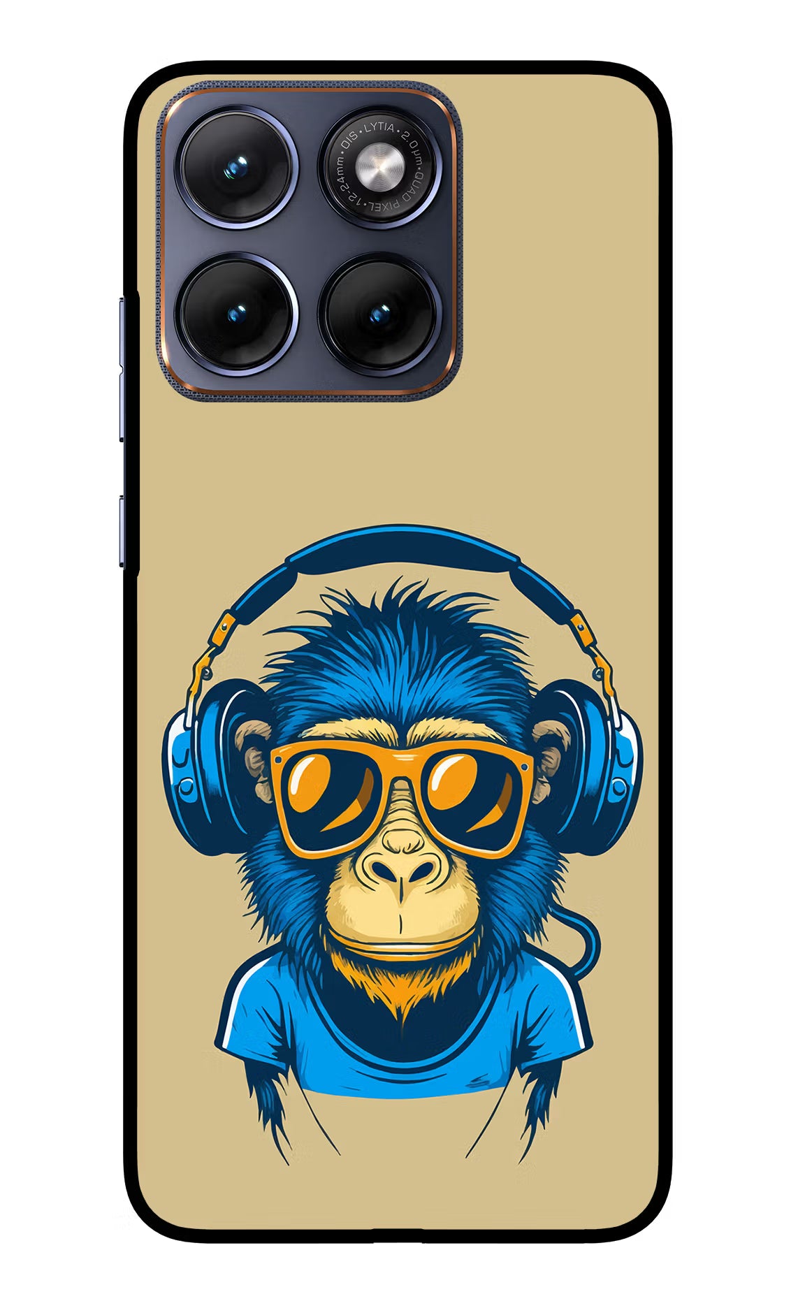 Monkey Headphone Moto Edge 70 Fusion Glass Case - Monkey Headphone Moto Edge 70 Fusion Glass Case Monkey Headphone Moto Edge 70 Fusion Glass Case