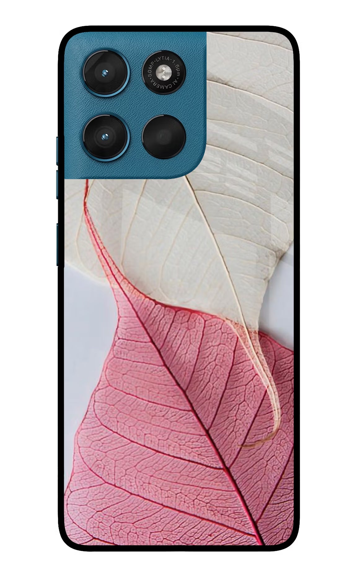 White Pink Leaf Moto G57 Power 5G Glass Case - White Pink Leaf Moto G57 Power 5G Glass Case White Pink Leaf Moto G57 Power 5G Glass Case