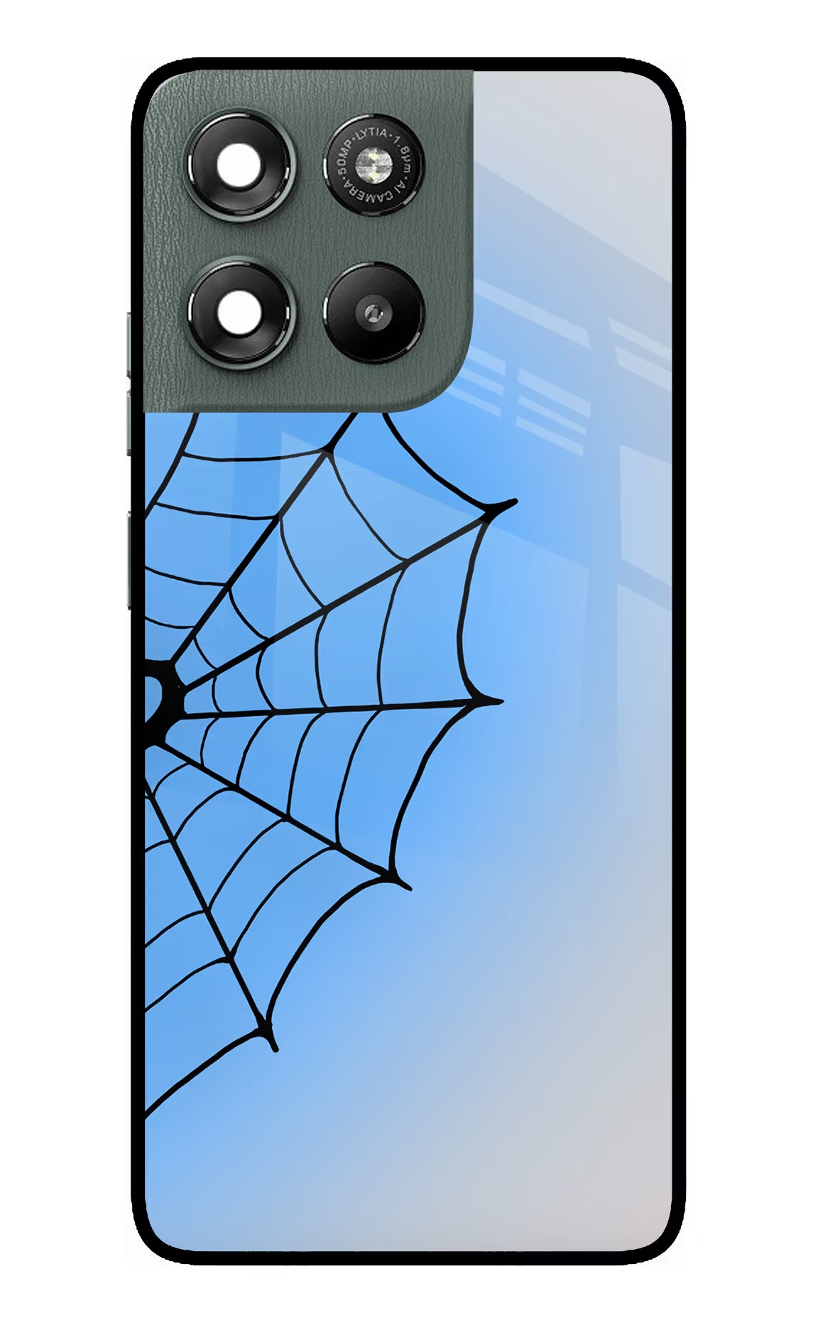 Blue Web Moto G67 Power 5G Glass Case - Blue Web Moto G67 Power 5G Glass Case Blue Web Moto G67 Power 5G Glass Case