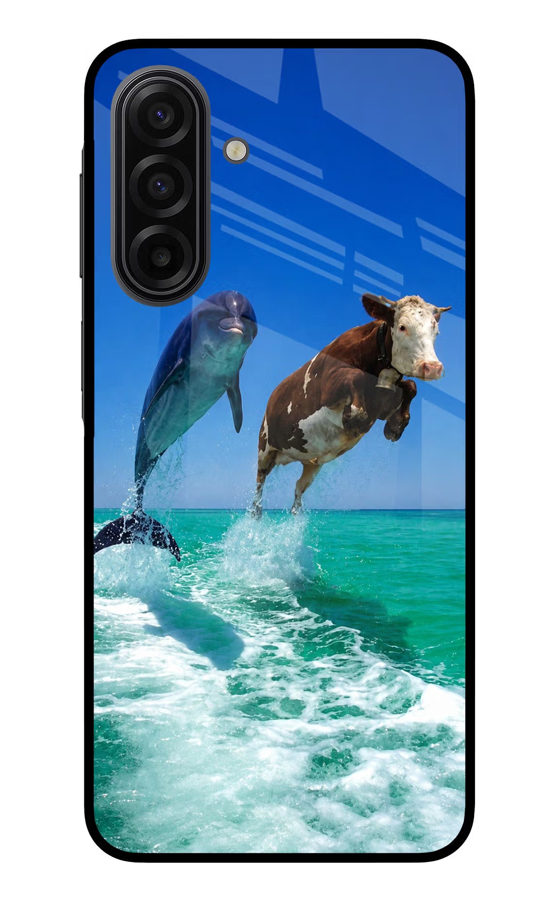 Dolphin vs Cow Samsung F17 5G Glass Case - Dolphin vs Cow Samsung F17 5G Glass Case Dolphin vs Cow Samsung F17 5G Glass Case