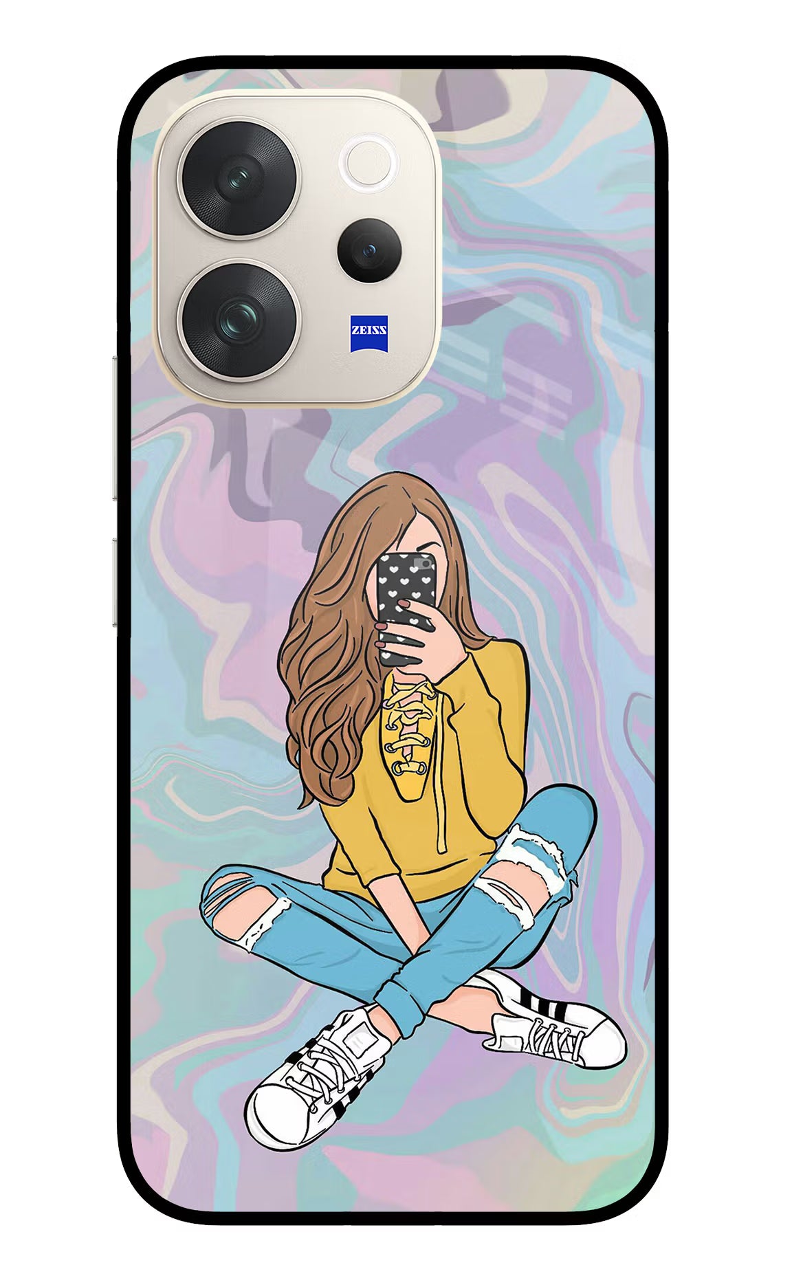 Selfie Girl Vivo V70 5G Glass Case - Selfie Girl Vivo V70 5G Glass Case Selfie Girl Vivo V70 5G Glass Case