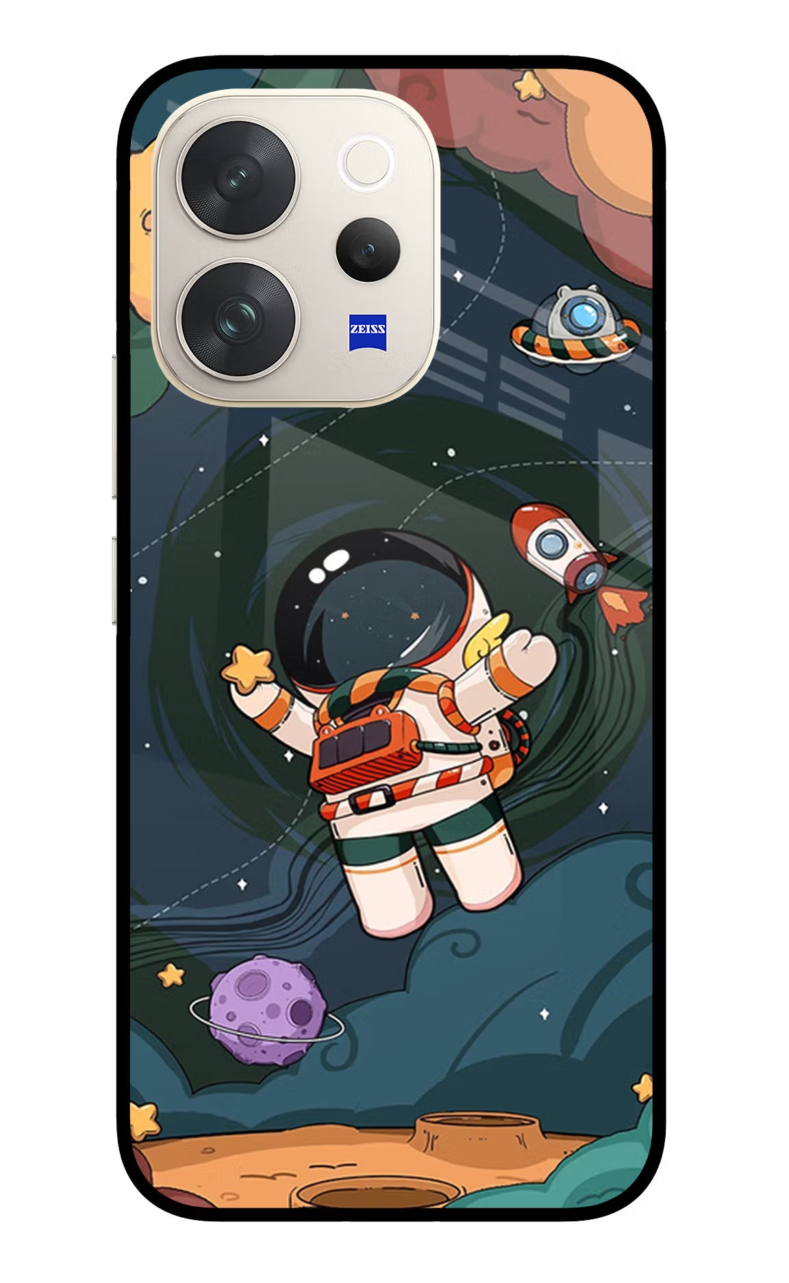 Cartoon Astronaut Vivo V70 5G Glass Case - Cartoon Astronaut Vivo V70 5G Glass Case Cartoon Astronaut Vivo V70 5G Glass Case