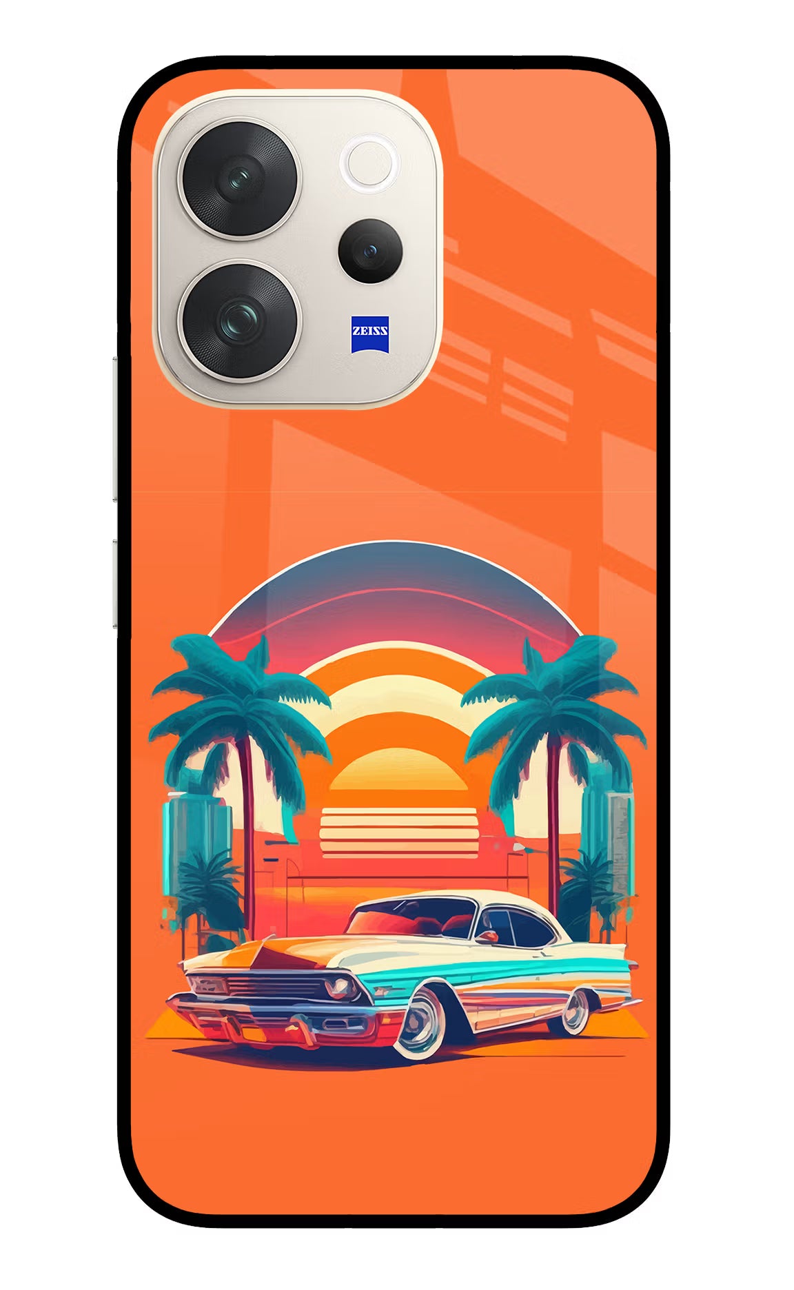 Palm Drive 80s Vivo V70 5G Glass Case - Palm Drive 80s Vivo V70 5G Glass Case Palm Drive 80s Vivo V70 5G Glass Case
