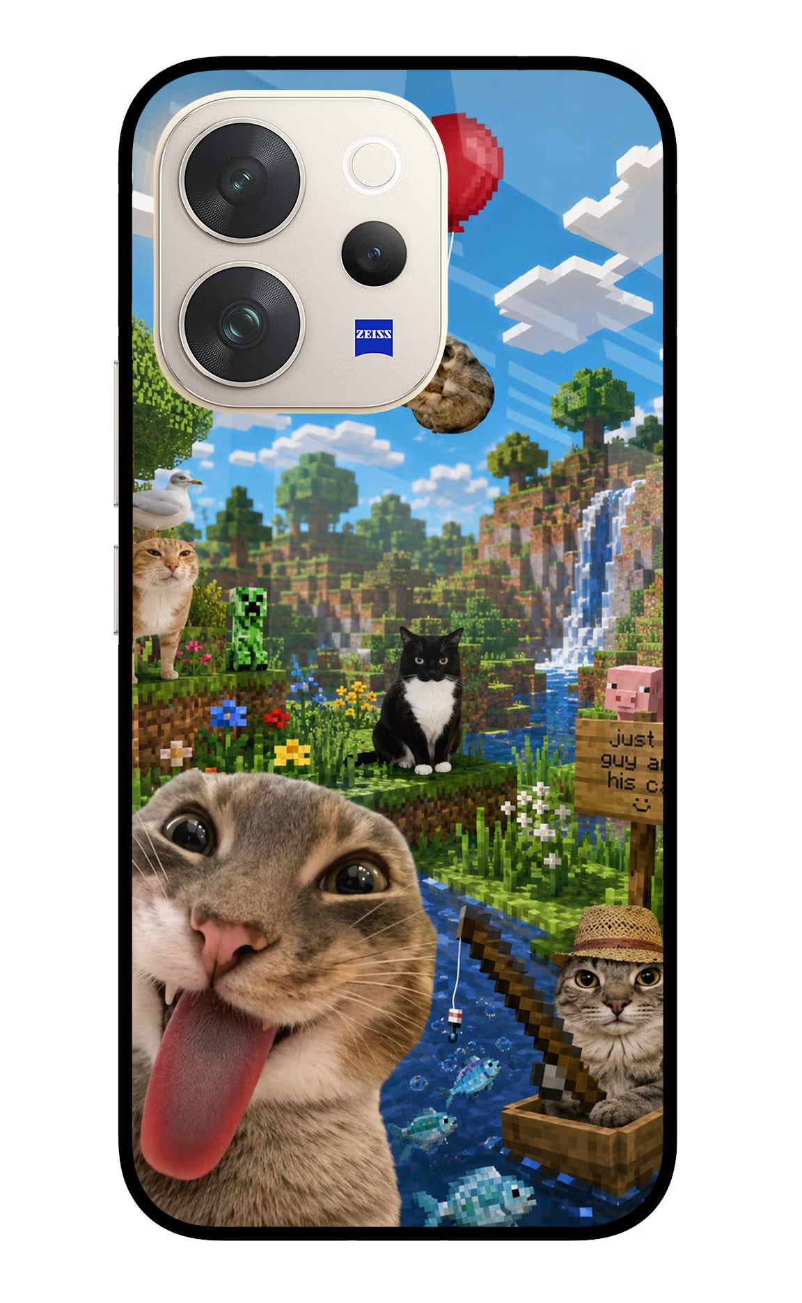 Minecraft Cat Chaos Vivo V70 5G Glass Case - Minecraft Cat Chaos Vivo V70 5G Glass Case Minecraft Cat Chaos Vivo V70 5G Glass Case