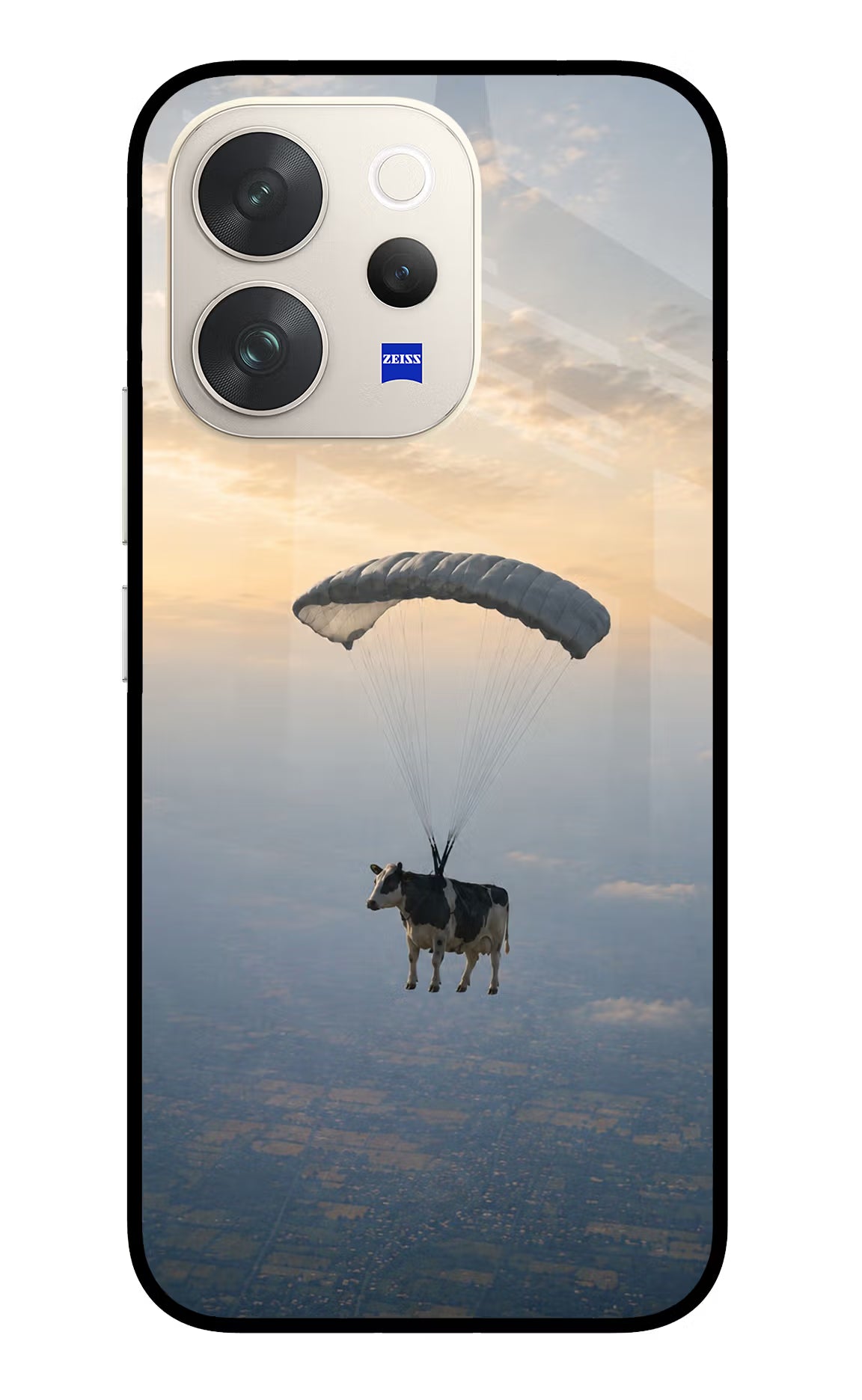 Skydiving Cow Vivo V70 5G Glass Case - Skydiving Cow Vivo V70 5G Glass Case Skydiving Cow Vivo V70 5G Glass Case
