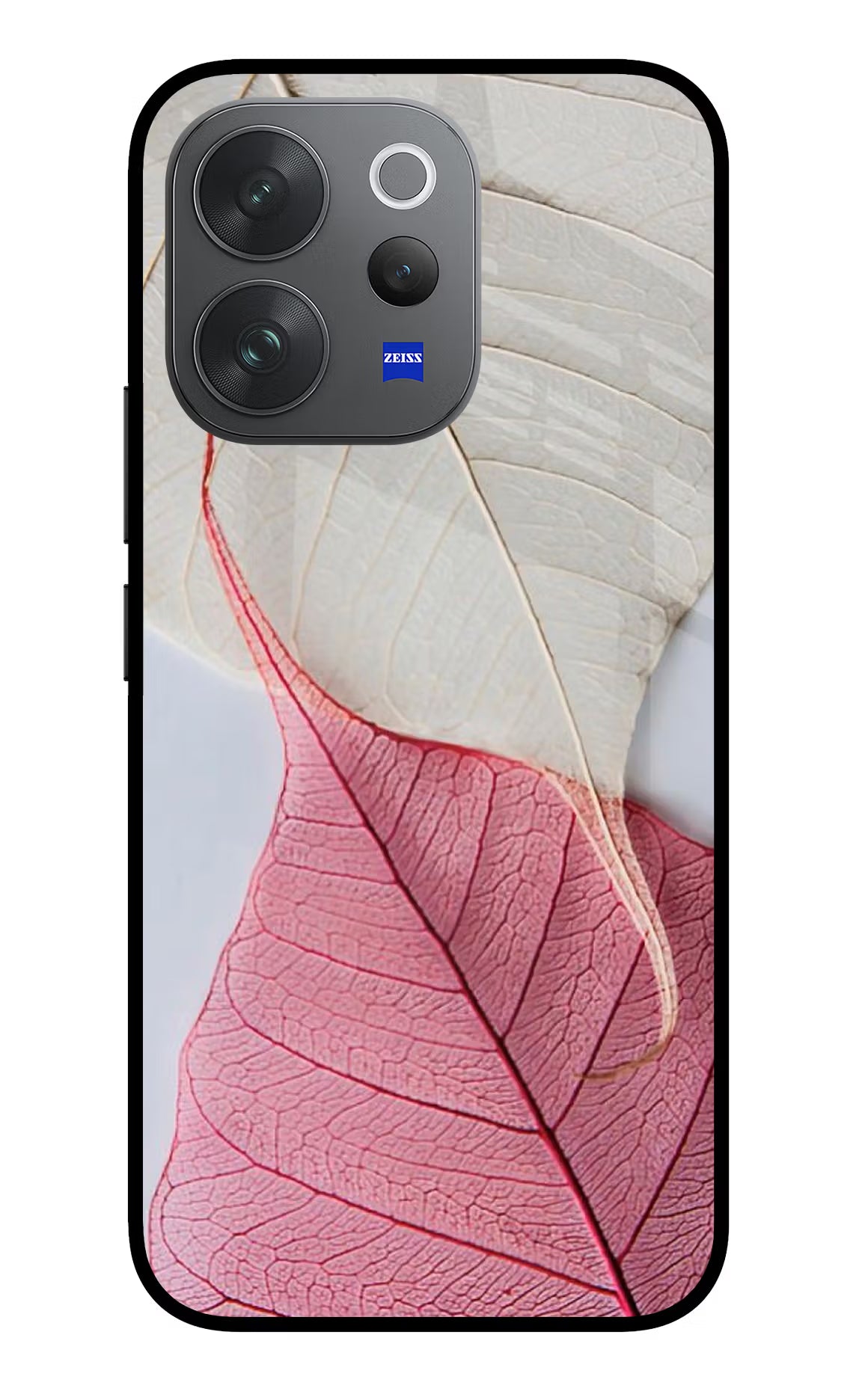 White Pink Leaf Vivo V70 Elite 5G Glass Case - White Pink Leaf Vivo V70 Elite 5G Glass Case White Pink Leaf Vivo V70 Elite 5G Glass Case