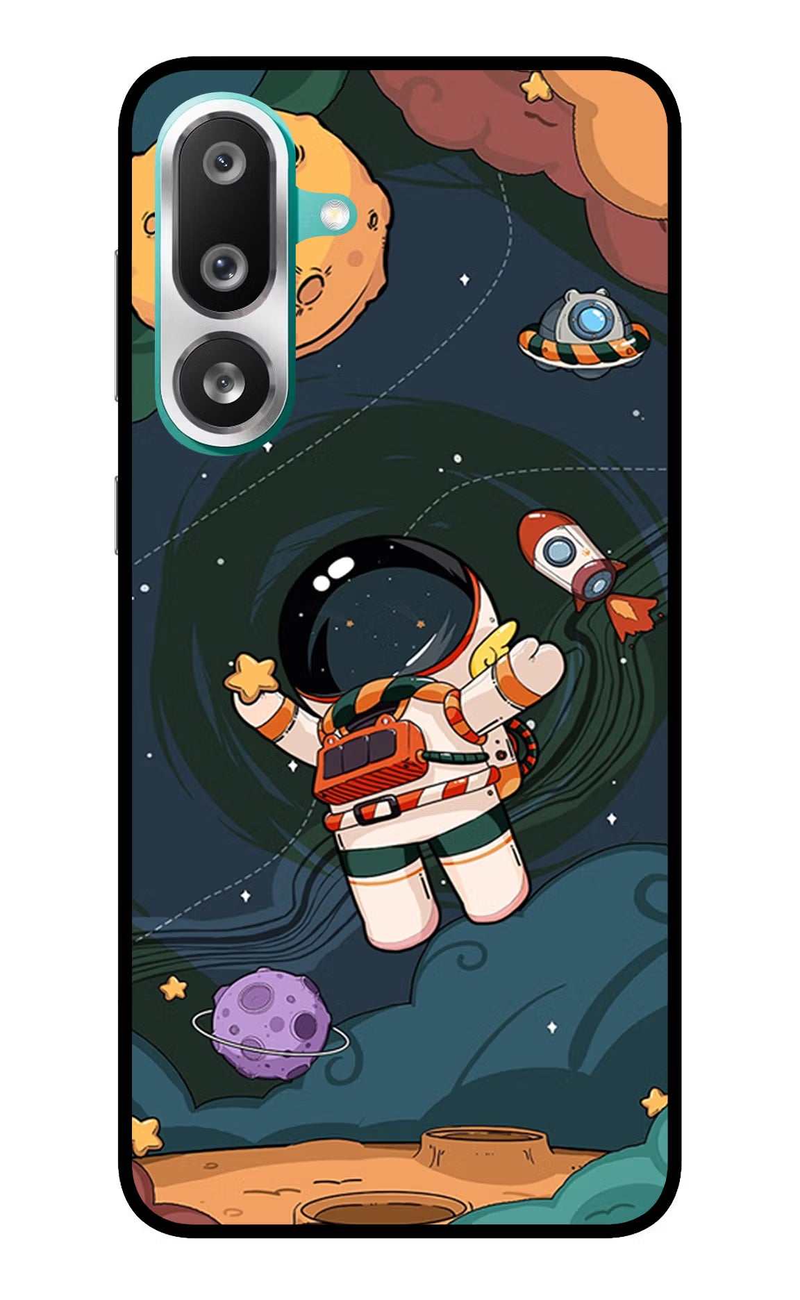 Cartoon Astronaut Samsung F56 Glass Case - Cartoon Astronaut Samsung F56 Glass Case Cartoon Astronaut Samsung F56 Glass Case