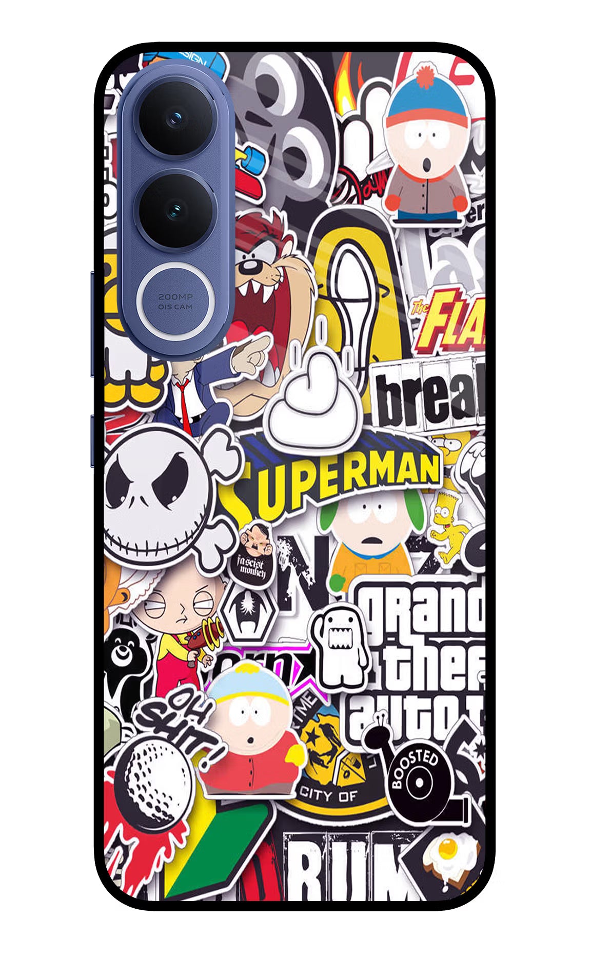 Sticker Bomb Vivo V70 FE 5G Glass Case - Sticker Bomb Vivo V70 FE 5G Glass Case Sticker Bomb Vivo V70 FE 5G Glass Case