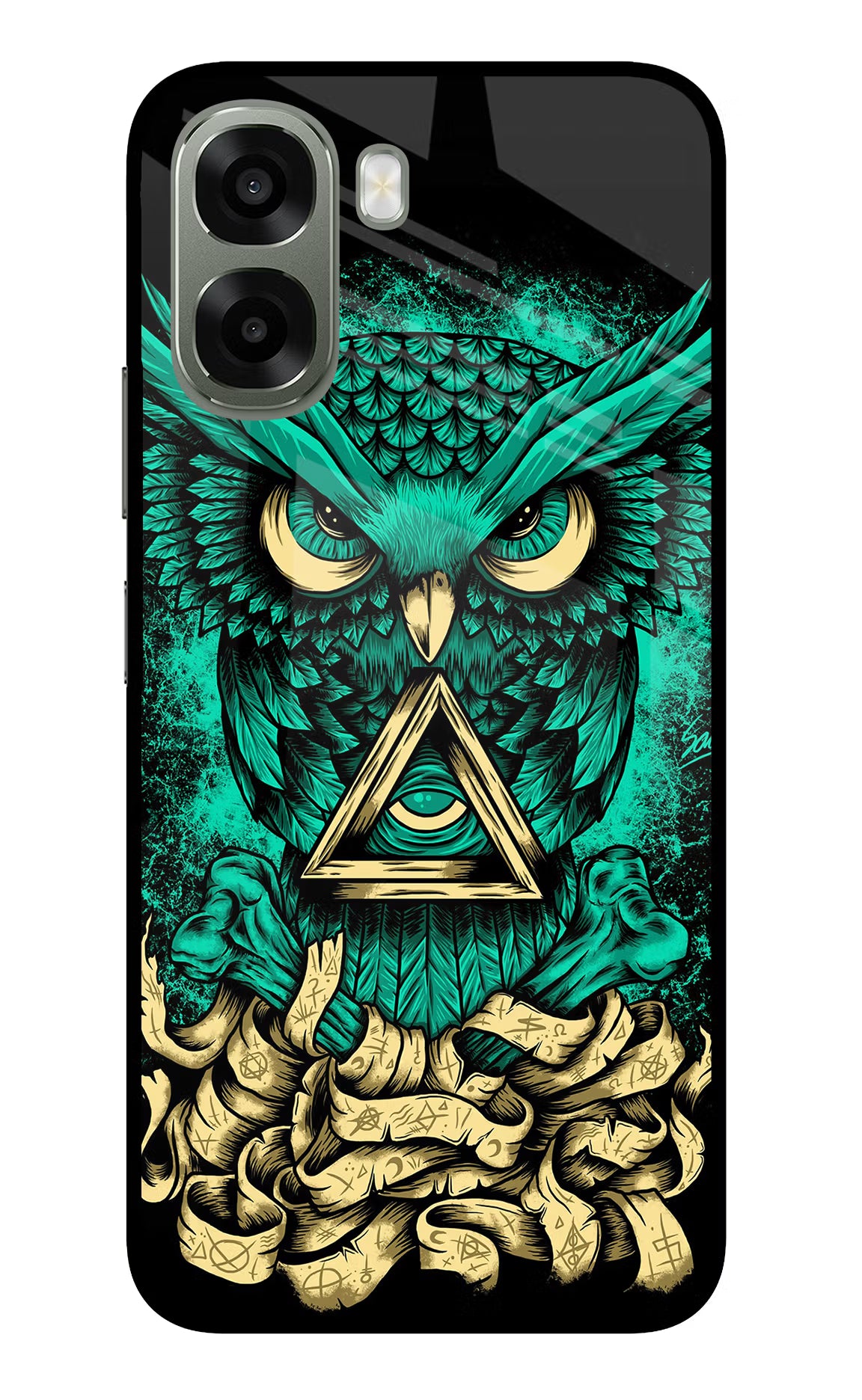 Green Owl Oppo A6x 5G Glass Case - Green Owl Oppo A6x 5G Glass Case Green Owl Oppo A6x 5G Glass Case