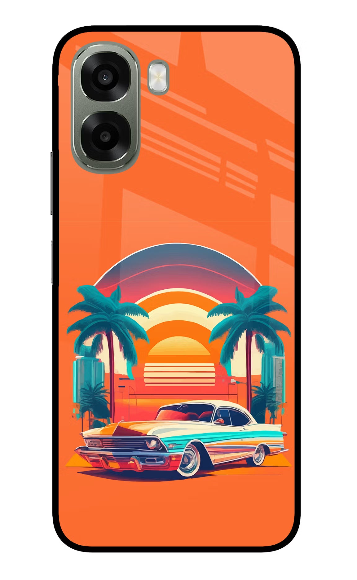 Palm Drive 80s Oppo A6x 5G Glass Case - Palm Drive 80s Oppo A6x 5G Glass Case Palm Drive 80s Oppo A6x 5G Glass Case