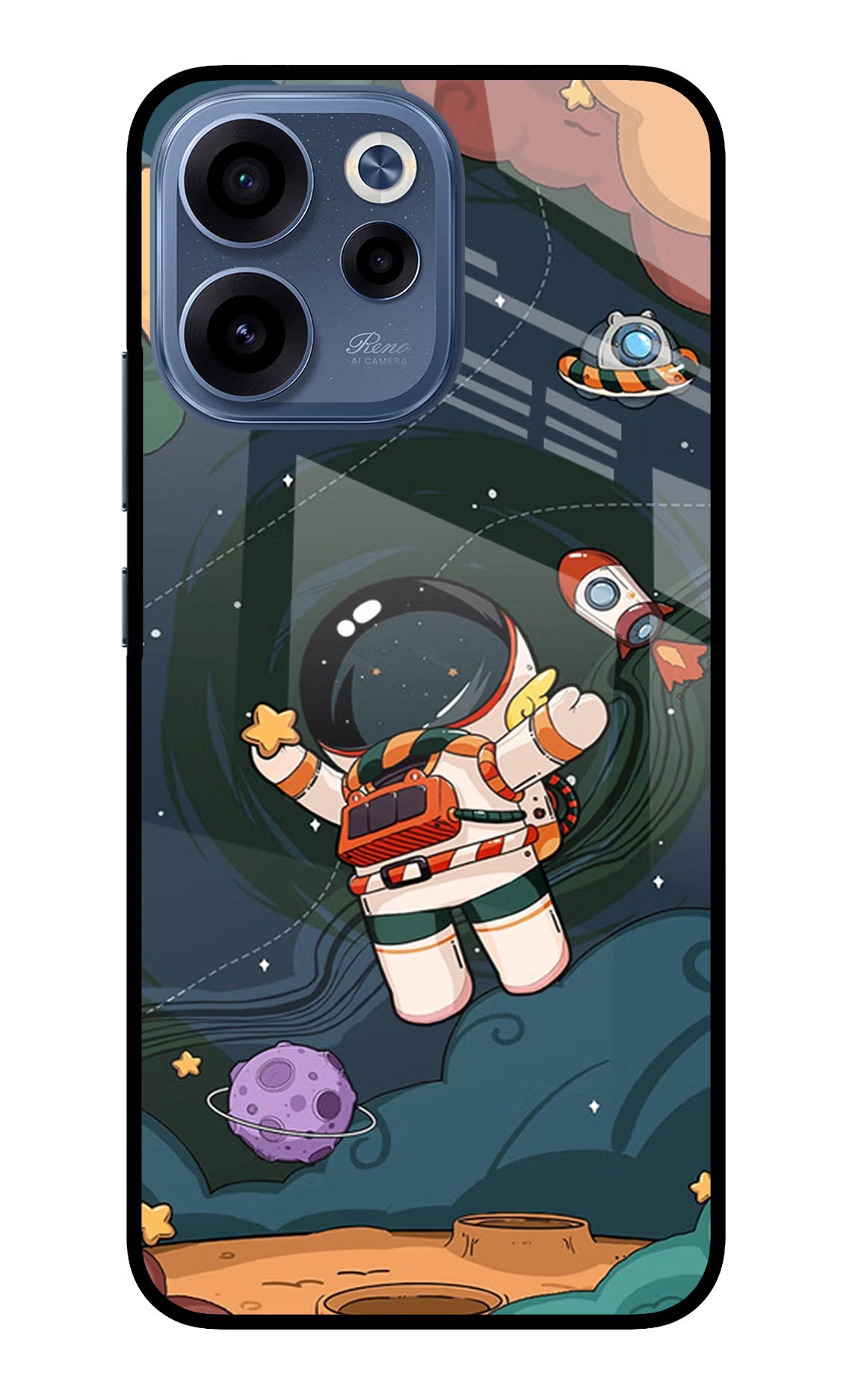 Cartoon Astronaut Oppo Reno15c 5G Glass Case - Cartoon Astronaut Oppo Reno15c 5G Glass Case Cartoon Astronaut Oppo Reno15c 5G Glass Case