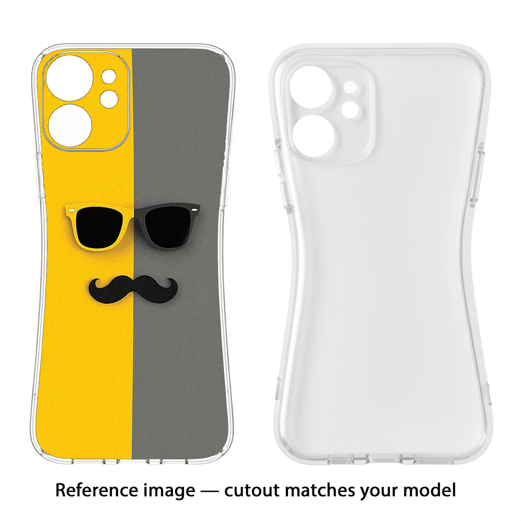 Sunglasses with Mustache iPhone 15 Pro Back Cover - Sunglasses with Mustache iPhone 15 Pro Soft Case Back Cover by Casekaro Sunglasses with Mustache iPhone 15 Pro Soft Case Back Cover by Casekaro