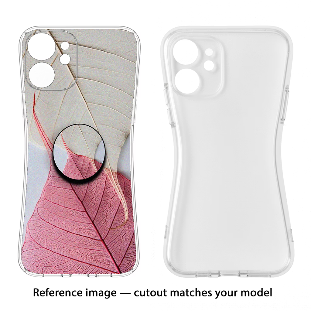 White Pink Leaf iPhone 15 Plus Pop Case - White Pink Leaf iPhone 15 Plus Pop Case by Casekaro White Pink Leaf iPhone 15 Plus Pop Case by Casekaro