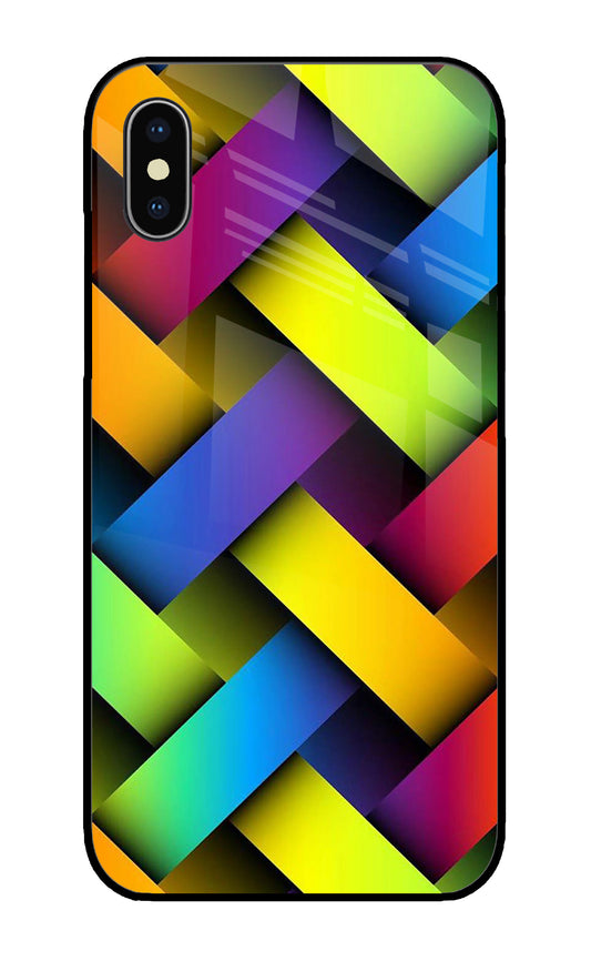 Abstract Colorful Stripes iPhone XS Glass Cover