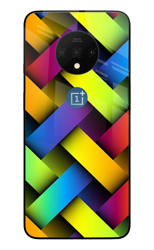 Abstract Colorful Stripes Oneplus 7T Glass Cover