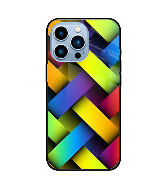 Abstract Colorful Stripes iPhone 13 Pro Glass Cover