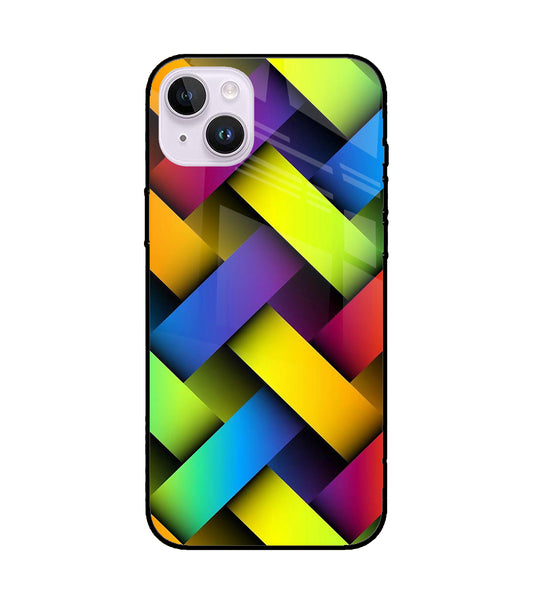 Abstract Colorful Stripes iPhone 14 Plus Glass Cover