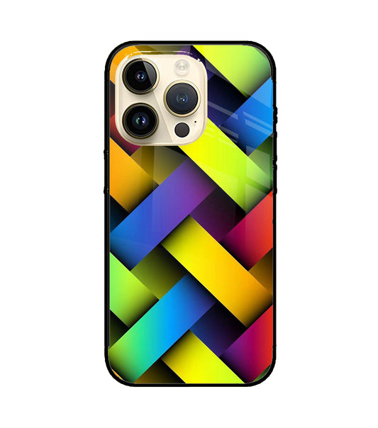 Abstract Colorful Stripes iPhone 15 Pro Glass Cover