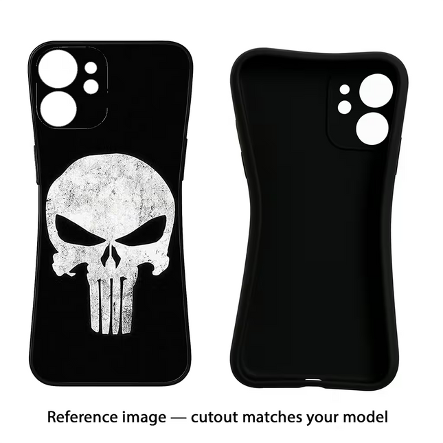 Punisher Skull iPhone 16e Black Soft Case Back Cover by Casekaro