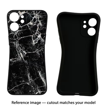 Black Marble Texture iPhone 16e Black Soft Case Back Cover by Casekaro