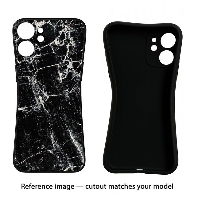 Black Marble Texture iPhone 14 Black Soft Case Back Cover by Casekaro