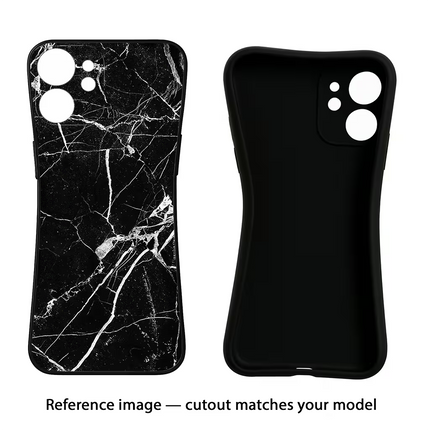 Black Marble Pattern iPhone 16e Black Soft Case Back Cover by Casekaro